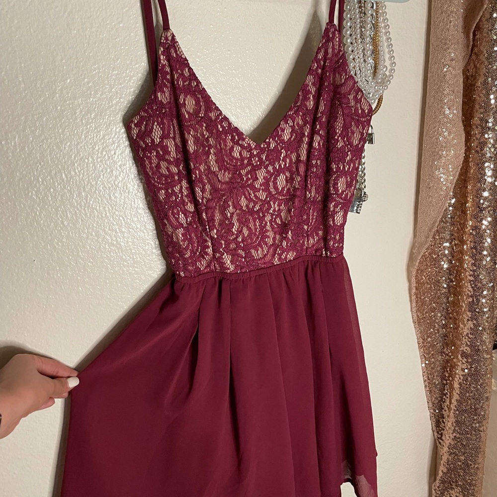 Maroon lace romper